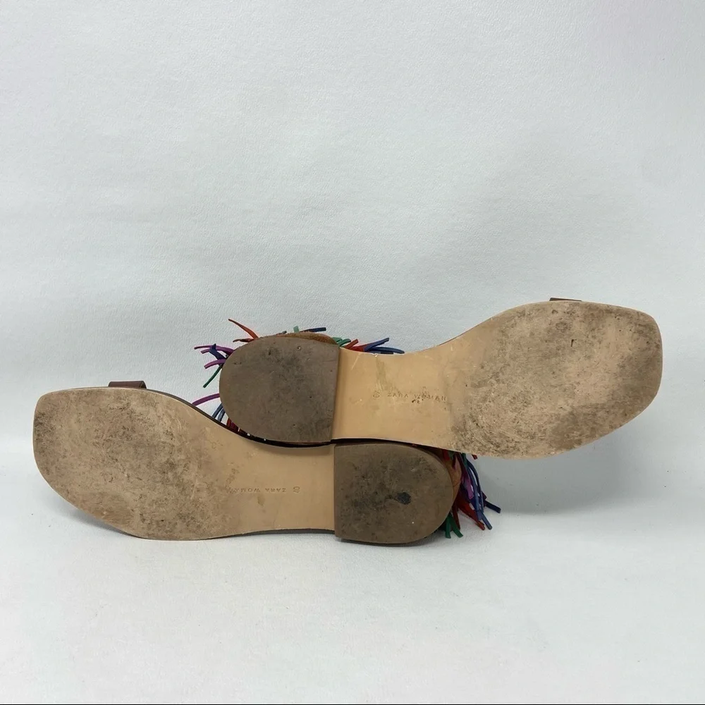 Zara Women Multi-color Leather Fringe Sandals, Women’s Size EU 40/US 9 - Picture 10 of 12